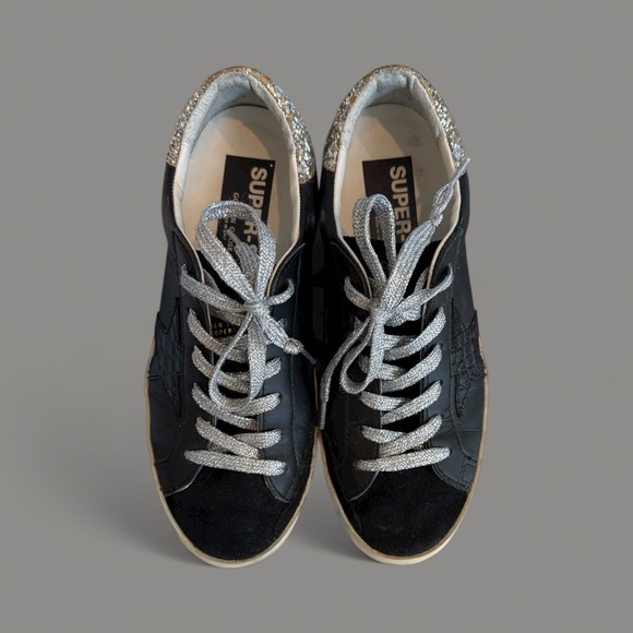 Golden Goose Black Sneakers with Silver Accents - Picture 1 of 3